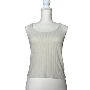 Gap Body Tank Top‎ Sleeveless Knit Ivory Women's Casual Summer Layering Comfy M
